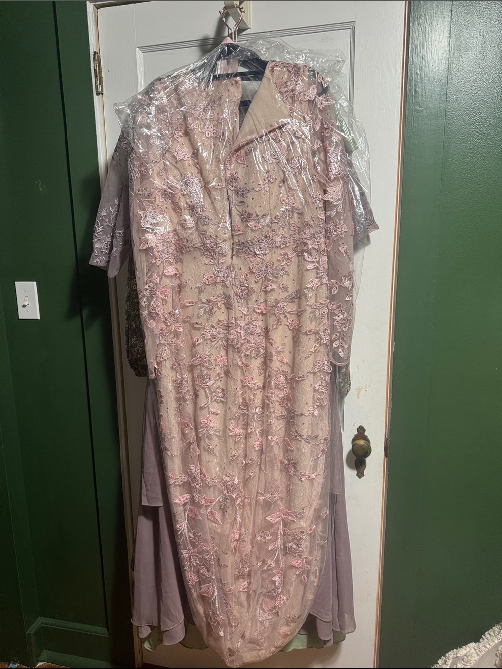 Mac Duggal Light Blush Pink 3D Floral Embellished Maxi Gown
